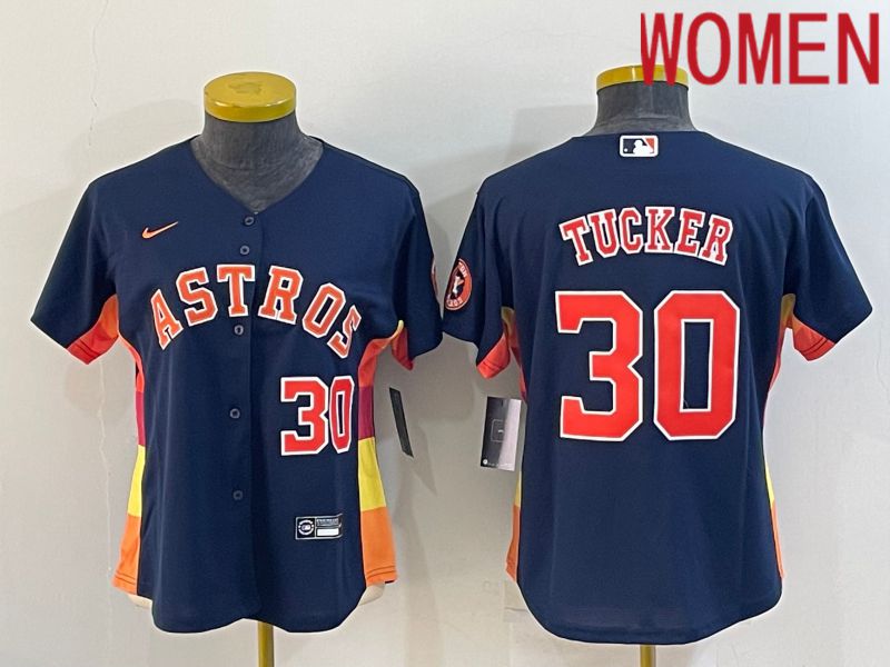 Women Houston Astros #30 Tucker Blue Game Nike 2022 MLB Jersey->women mlb jersey->Women Jersey